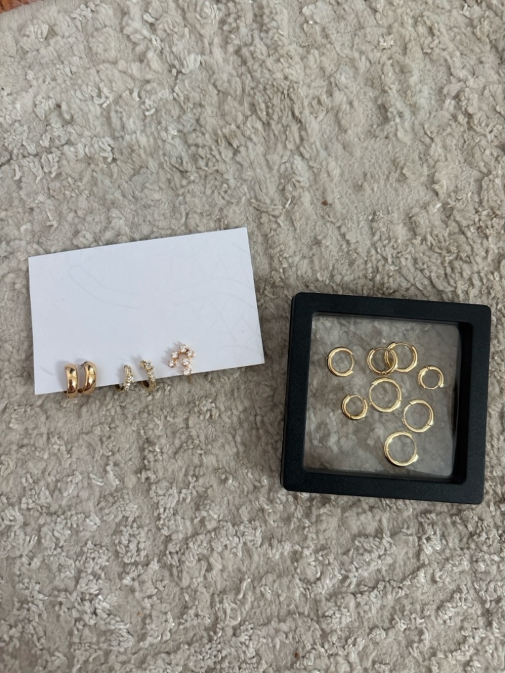 gold huggie hoop earring bundle 6–9mm + cz + star studs stack set